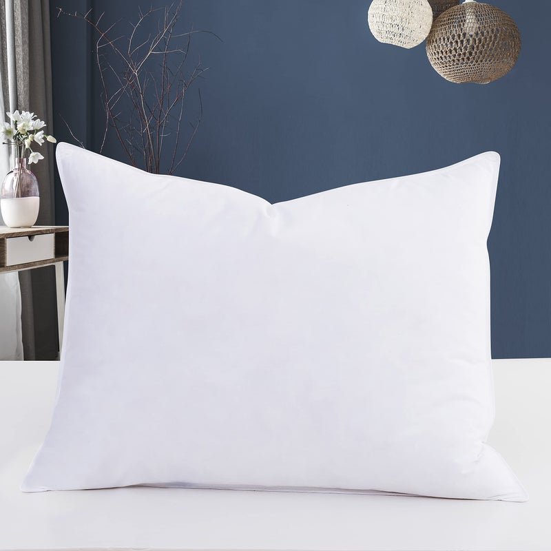 Eastwarmth Natural Goose Down&Feather Pair Hotel Pillows Insert for Side and Back Sleepers, Set of 2 Bedding Soft Pillows 100% Soft Cotton Standard 20x26in - Image 3